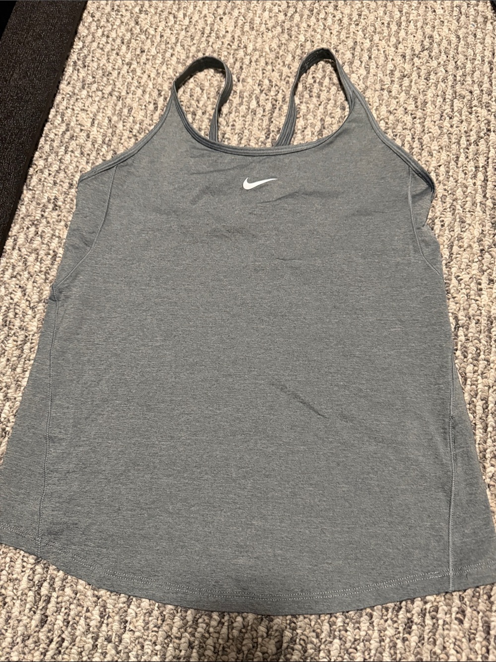 Nike Women's Heather Gray Racerback Tank with White Swoosh